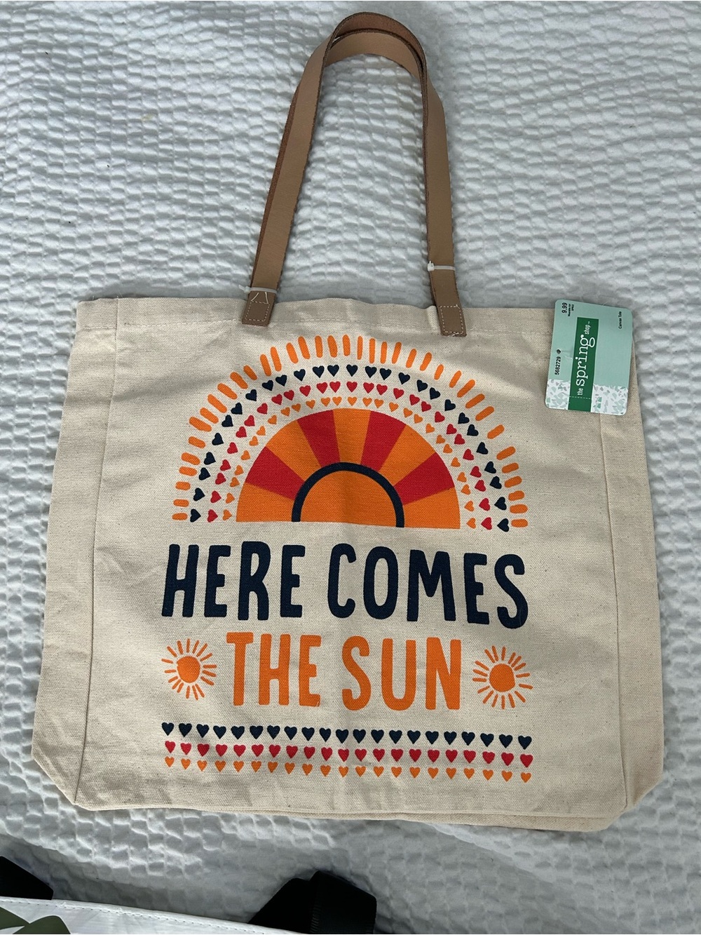 Here Comes The Sun Canvas Tote - Heart & Sun Graphic